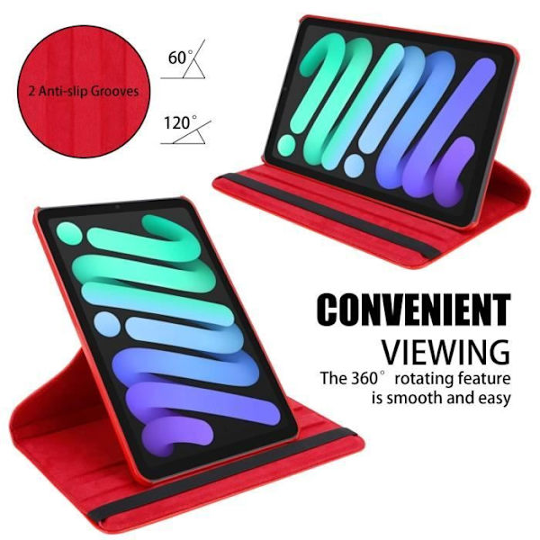 Hölster - Cadorabo - Fodral för Apple iPad MINI 6 - Röd Pavo - 360° skydd - Inbyggt stöd VALMMU RÖD
