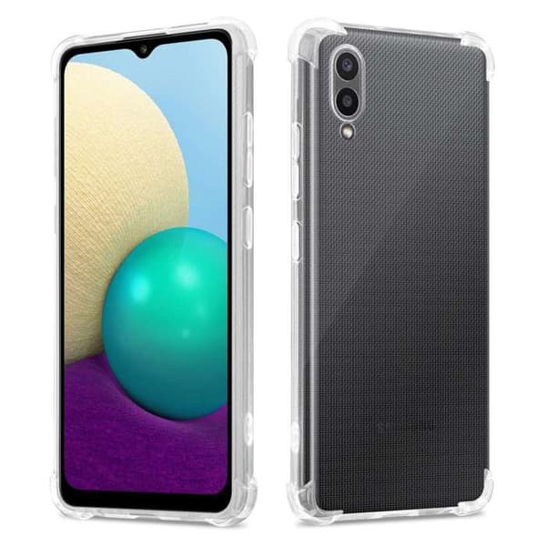 Transparent stötsäker silikonfodral för Samsung Galaxy A02 / M02 Vit