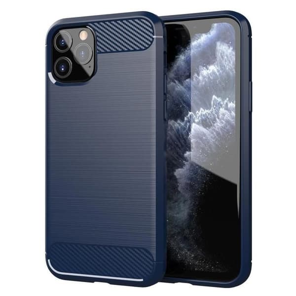Skal för iPhone 11 PRO MAX BORSTAD BLÅ Kolfiberdesign Blå
