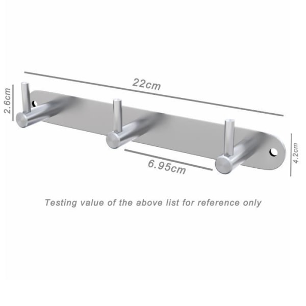 Intirilife klädhängare i rostfritt stål Modell B - 3 krokar - Väggklädhängare med väggkrok i 5 olika modeller