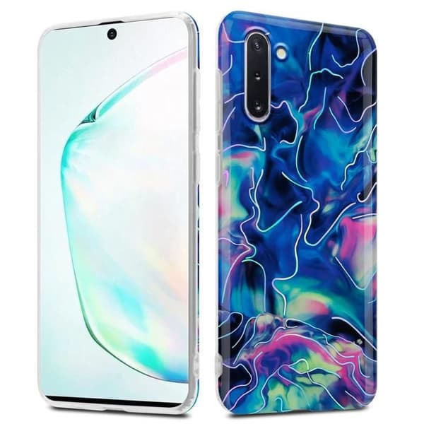 Skyddsfodral för Samsung Galaxy NOTE 10 i Blå Rosa Marmor Nr. 17 Blå
