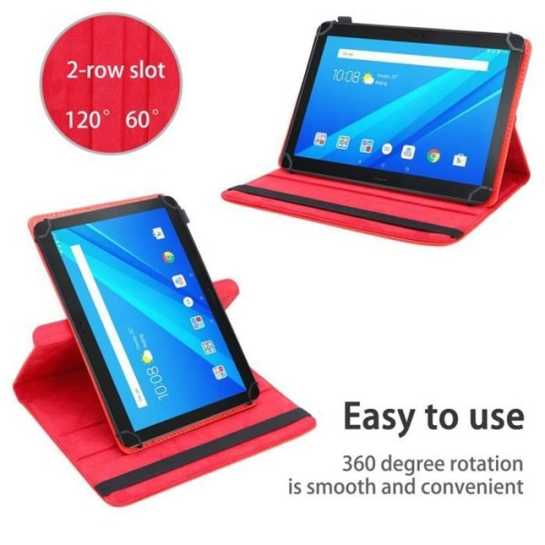 Cadorabo Tablet Case för Lenovo Tab 4 10 PLUS (10,1 Zoll) i rött 360 graders skyddsfodral Stativ i konstläder