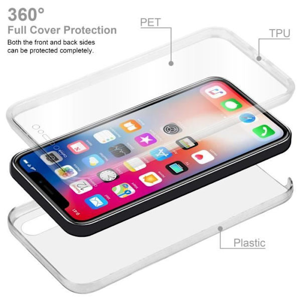 Cadorabo Fodral för Apple iPhone X / XS i Transparent Fodral 360° Helkroppsskydd Skärmskydd Transparent