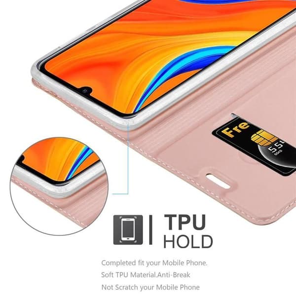 Fodral med lock för Huawei Y6S, Klassisk Guldrosa Plånbok Stötsäker Ros