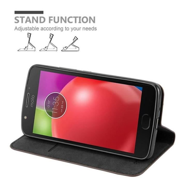 Motorola MOTO E4-fodral i kaffebrunt från Cadorabo (design med Osynlig magnetisk stängning) Helt skyddsfodral med flipflik