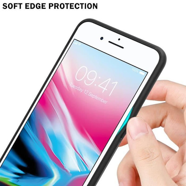 Fodral till Apple iPhone 7 PLUS / 7S PLUS / 8 PLUS Skal i SVART OPAL Fodral Skydd i härdat glas och TPU silikon