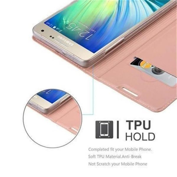 Samsung Galaxy A5 2015 (5) Fodral i CLASSY ROSE GOLD från Cadorabo (MATT METALLIC Design) Helt skyddsfodral med flipskydd