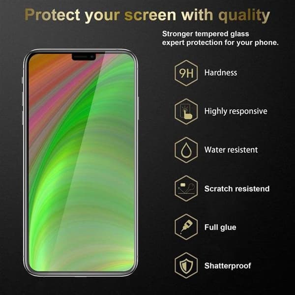 Härdat glas för iPhone XS MAX, skyddsfilm Vit