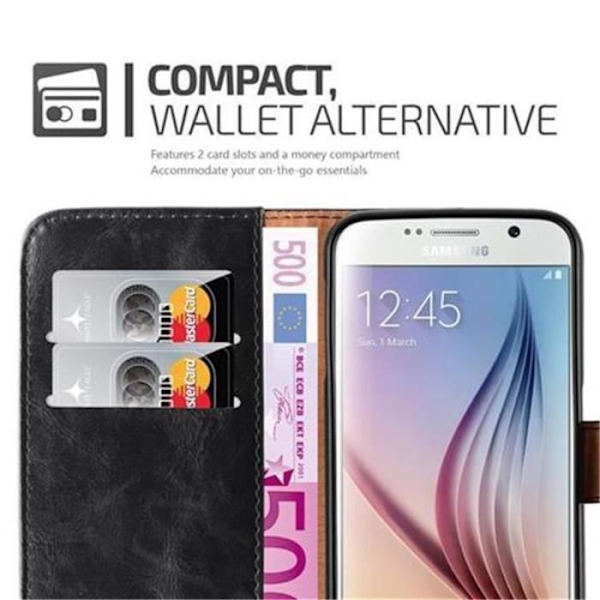 Samsung Galaxy S6 Fodral i JET BLACK från Cadorabo (LYX Design) Helt skyddsfodral med flip flik och stativ