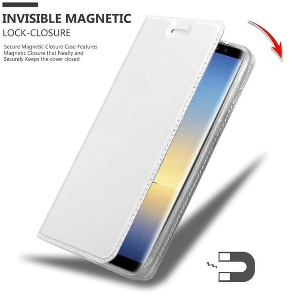 Flipfodral för Samsung Galaxy NOTE 8 Etui i KLASSISK SILVER Plånbok Stötsäker Grå