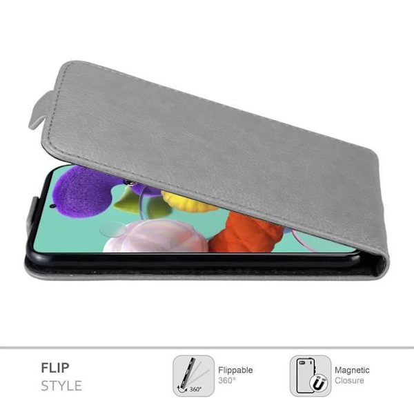 Coque - CADORABO - Samsung Galaxy A51 4G / M40s - Grå Titan - Magnetflip - Komplett skydd Titanium grå