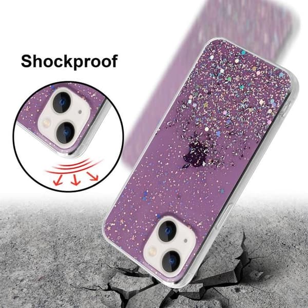 iPhone 13 MINI Skal Lila med Glitter Skydd Glittrande Design Violett