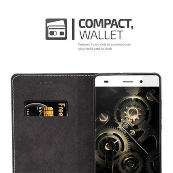 HUAWEI P8 LITE FODRAL I SVART BRUNT BY CADORABO (COMBI PU-SIMILIDAIM DESIGN) HELT SKYDDSFODRAL MED KLAPP