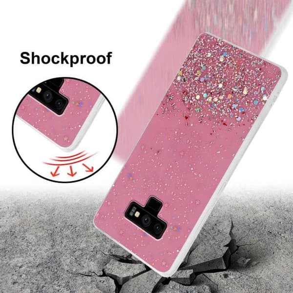 Skal för Samsung Galaxy NOTE 9 Rosa med Glitter Skydd Glittrande Design Ros