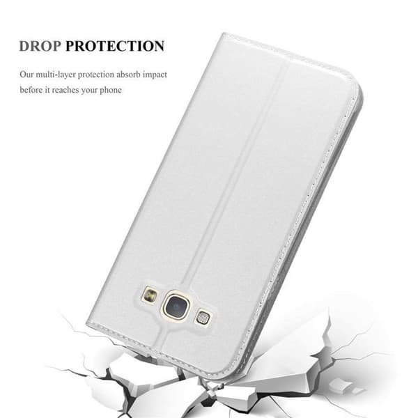 Flip-fodral för Samsung Galaxy A8 2015, Klassisk Silver Plånbok Stötsäker Grå