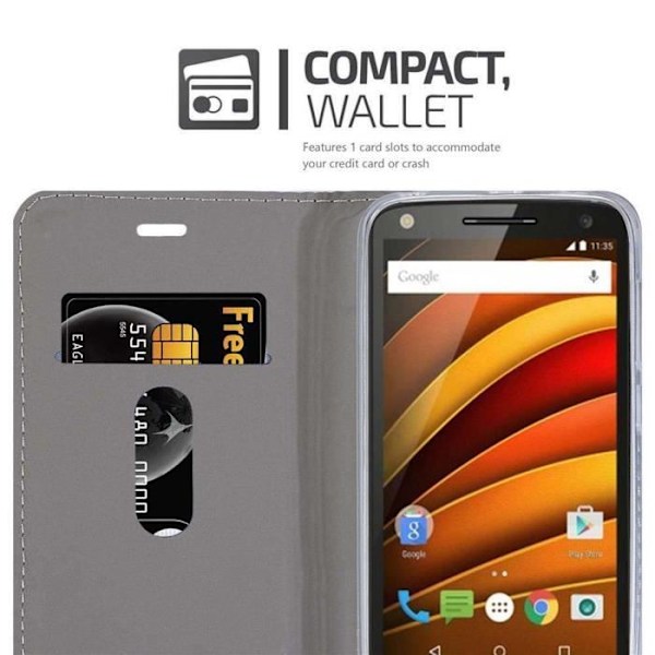 Fodral för Motorola MOTO X3 - CADORABO - Grå Svart - Syntetläder - Magnetstängning - Book-style fodral Mörkgrå