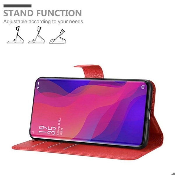 Coque för Oppo FIND X Fodral i KIRSCHRÖD Etui Case Cover Skydd med magnetisk stängning Plånbok Röd