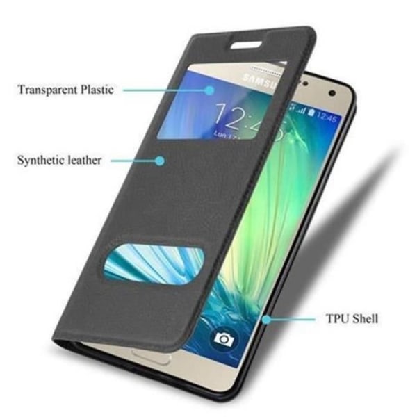 Samsung Galaxy A3 2015 (5) Fodral i COMET BLACK av Cadorabo (Design VIEW) Helt skyddsfodral med flipskydd, stativ