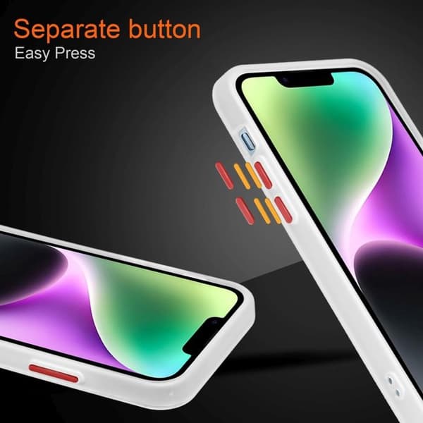 Transparent Frosted iPhone 14 PLUS-fodral - Röda knappar Stötskydd Vit
