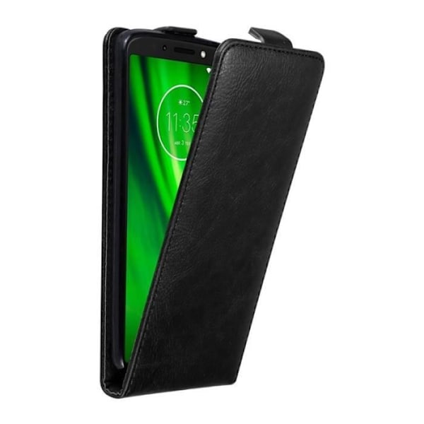 Coque - CADORABO - MOTO G6 PLAY - Syntetiskt läder - Magnetisk stängning - Heltäckande skydd Svart