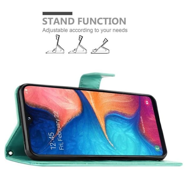 Coque - CADORABO - Samsung Galaxy A20e - Blommig - Similläder - Ställfunktion Grön