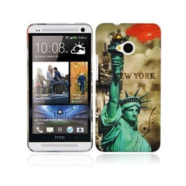 Hårdt etui CADORABO för HTC ONE M7 - Tryck NEW YORK - FREEDOMSKONSTEN - Stötskydd