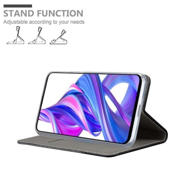 Etui för Honor 9X PRO - CADORABO - Grå Svart - Syntetläder - Magnetisk Stängning - Ställfunktion MÖRKGRÅ
