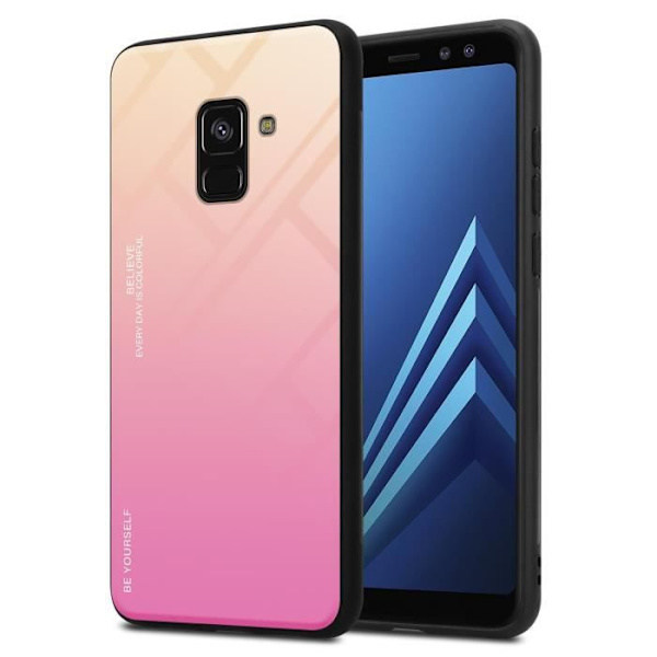 Coque - CADORABO - Samsung Galaxy A8 2018 - Bicolor Gul/Rosa - TPU-skydd - Halkfri Gul, Rosa