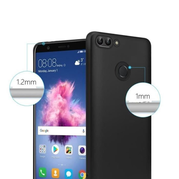 Cadorabo Fodral fungerar med Huawei P SMART - Enjoy 7S i METALLIC BLACK - Stötsäkert och reptåligt TPU silikonskydd - Ultra