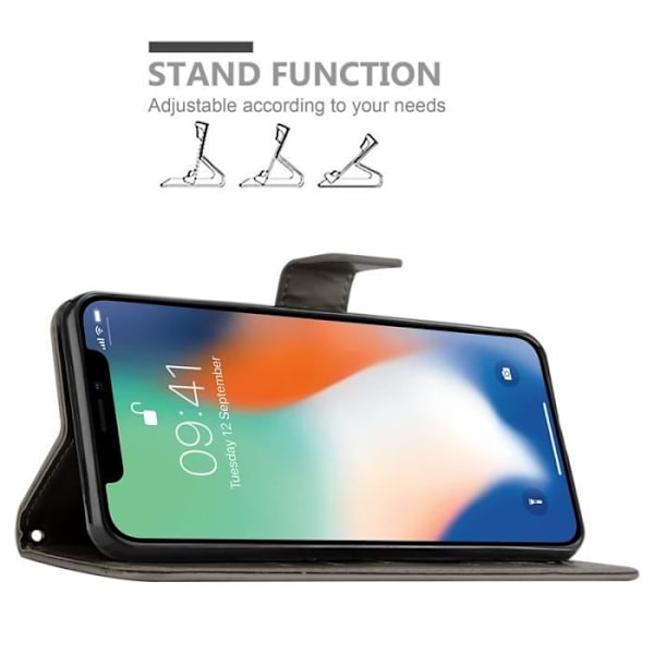 Fodral till Apple iPhone XS - CADORABO - Blommönster - Imiterat läder - Stativfunktion - 3 kortplatser Grå