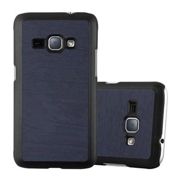 Samsung Galaxy J1 2016 (6) Fodral i WOODY BLUE från Cadorabo (WOODY Design) Ultratunt hårt plastfodral Styvt hårt fodral med