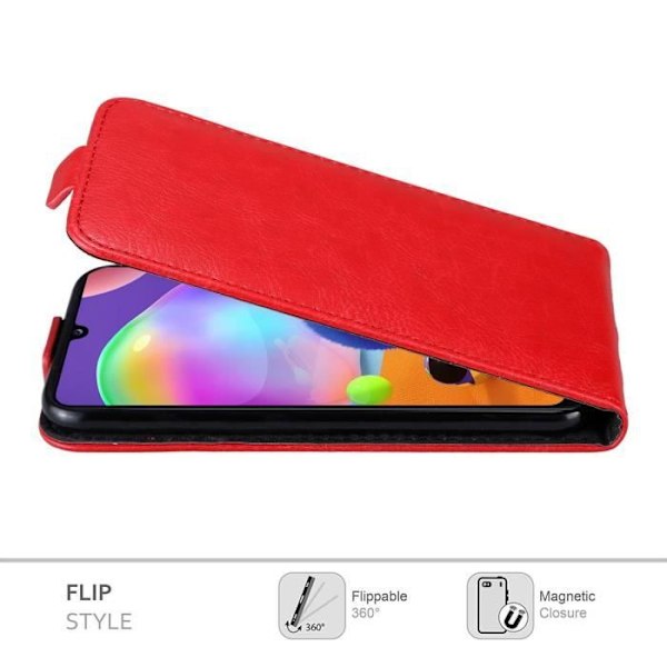 Coque - CADORABO - Samsung Galaxy A31 - Flipfodral Röd - Magnetisk Skydd - Texturerat Syntetläder Röd