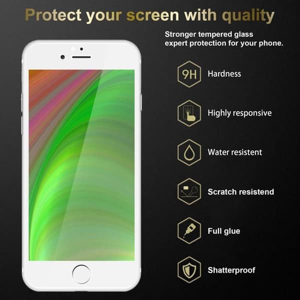 3x Härdat Glas för iPhone 7 PLUS / 7S PLUS / 8 PLUS Skärmskydd Svart