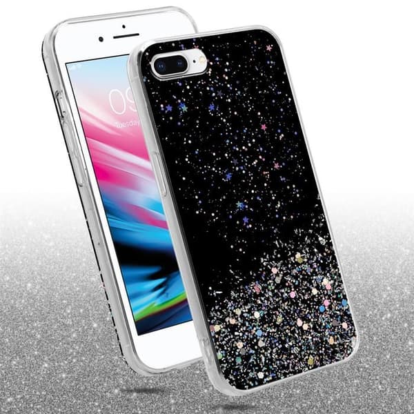 iPhone 7 PLUS / 7S PLUS / 8 PLUS Skal Svart med Glitter Skydd Design Glittrande Svart