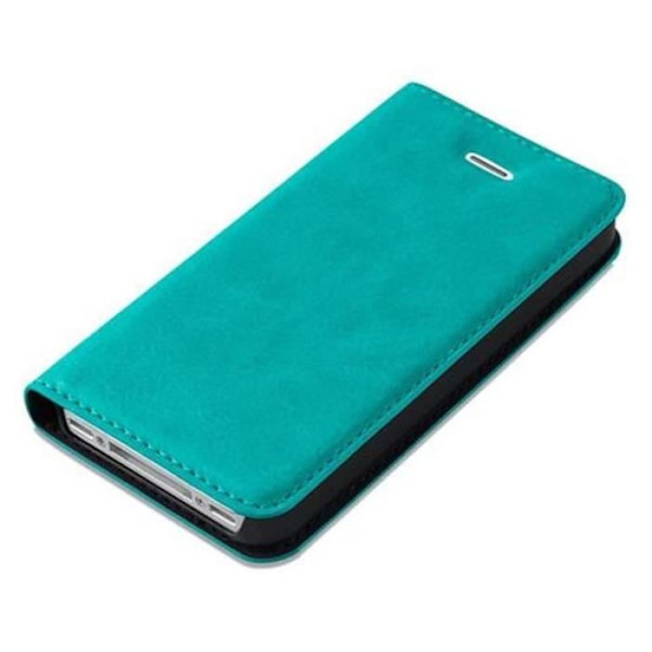 Cadorabo Apple iPhone 4 /4S Fodral BENSIN TURKOS OVISBAR MAGNETISK STÄNGNING Fodral Fodral Stöder Stand Card Slot
