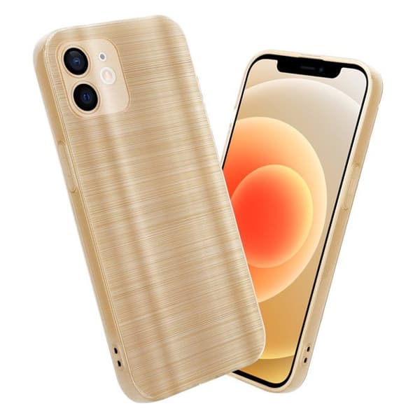 iPhone 12 Fodral Borstad Guld Kameraskydd Gul