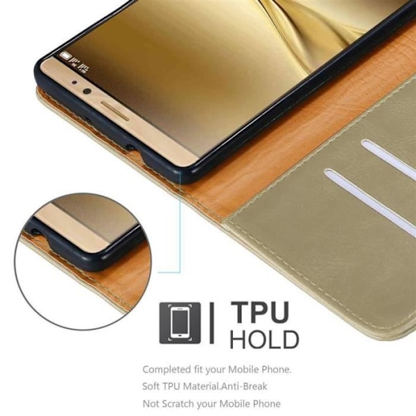 Fodral till Huawei MATE 8 - CADORABO - Brun - Imiterat läder - Stativfunktion - Kortfack kastanj