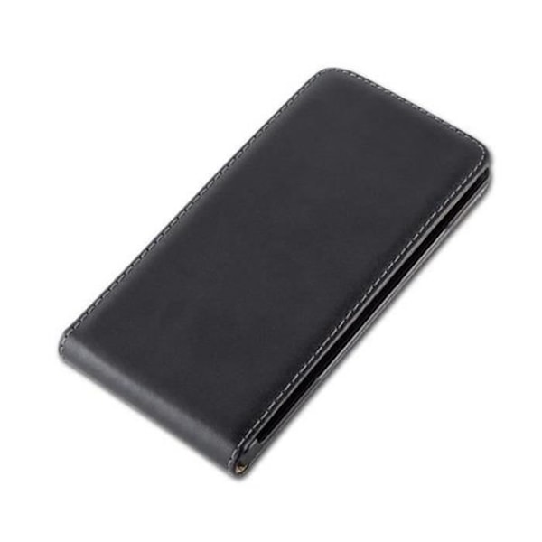 Cadorabo Coque Huawei ASCEND P7 DESIGN FLIP Stilstäck, Etui Hölster av Slätt Konstläder SVART AV OBSIDIAN