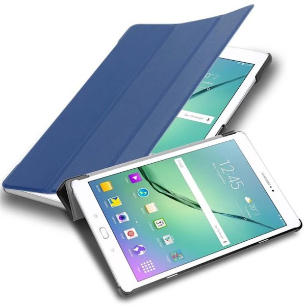 Etui för Samsung Galaxy Tab S2 (9,7 tum) Fodral i MÖRKBLOTT JERSEY Tablettfodral Skydd Automatisk Väcktning Blå