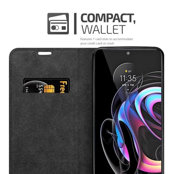 Coque för Motorola EDGE 20 PRO / EDGE S PRO Housse i NATT SVART Etui Fodral Skydd Plånbok Wallet Svart