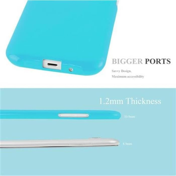 Samsung Galaxy J1 2015 Fodral JELLY LJUSBLÅ Cadorabo JELLY Cover TPU Silikonskydd Fodral Skydd Ultra Slim Bumper