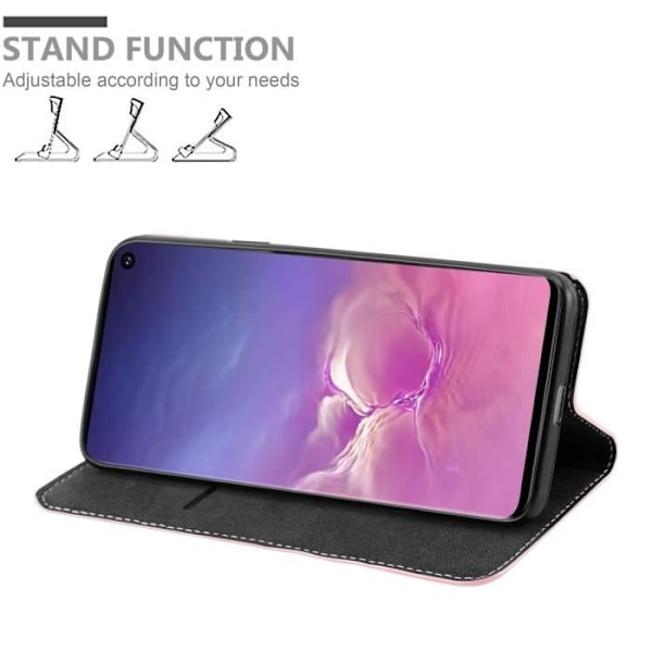 Coque - CADORABO - Samsung Galaxy S10 4G - Similicuir - Rosan svart - Magnetisk stängning SV: SVART ROSA