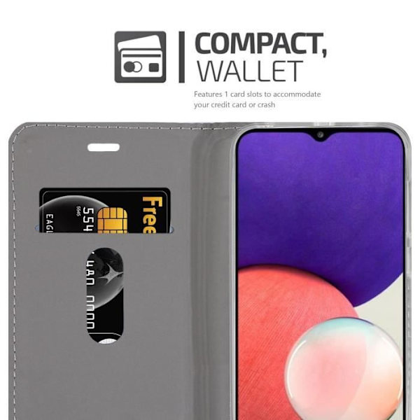 Fodral - CADORABO - Samsung Galaxy A22 5G - Gråsvart - Konstläder - Magnetisk stängning MÖRKGRÅ