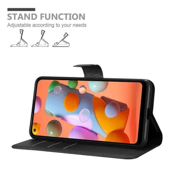 Fodral - CADORABO - Samsung Galaxy A11 - Läderimitation - Svart - Stativfunktion Svart