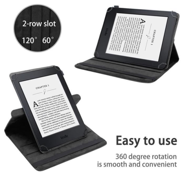 Cadorabo Tablet Case för Kindle Paperwhite 2018 (10. Gen.) i SVART 360 graders skyddsfodral Stativ i konstläder