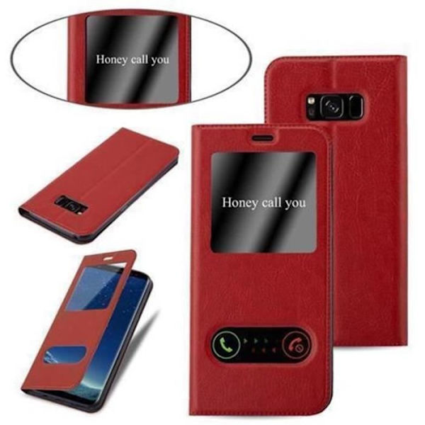Samsung Galaxy S8 PLUS Fodral i SAFFRAN RÖTT från Cadorabo (Design VIEW) Helt skyddsfodral med flip flik, stativ
