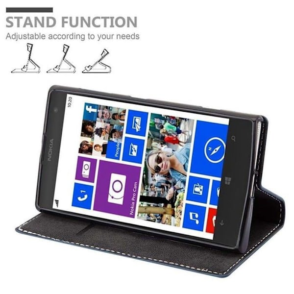 Coque för Nokia Lumia 1020 Housse i BLÅ BRUN Etui Cover Skydd med magnetisk stängning och stödfunktion Blå