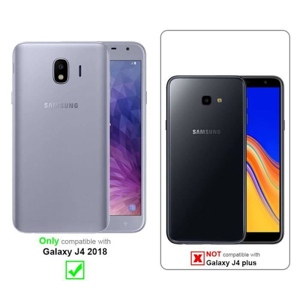 Fodral - CADORABO - Samsung Galaxy J4 2018 - Blommig - konstläder - Magnetstängning Mörk lila
