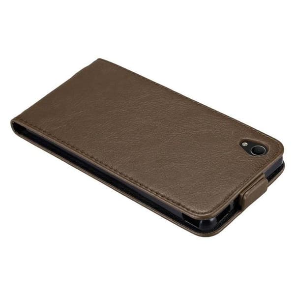 Etui för Sony Xperia M4 AQUA Flipfodral i MÖRK BRUN Skyddshölje brun