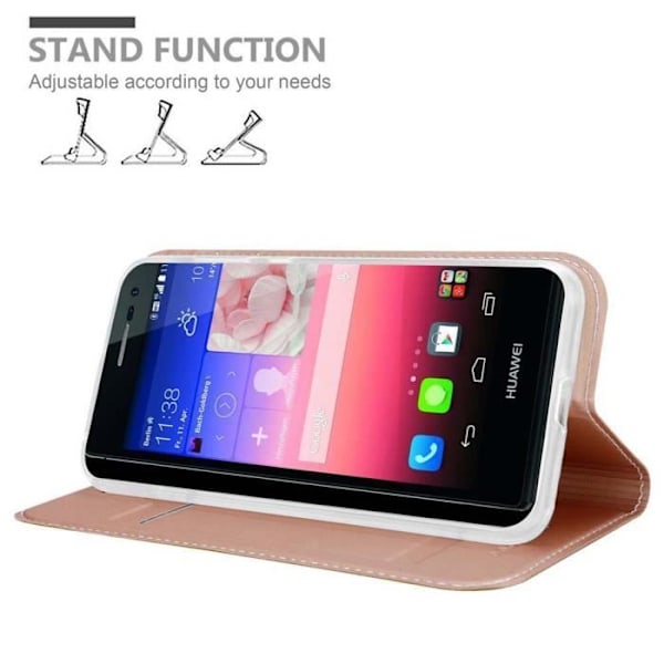 Fodral - CADORABO - Huawei ASCEND P7 - CLASSY ROSÉ GOLD - Magnetisk stängning - Stativfunktion KLASSIG ROSÉ GULD